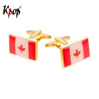 Kpop Canadian Flag Cufflink For Men Classic Cuff Men Jewelry in Gold/Silver Color C117