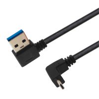 【พนักงานขาย】สายเคเบิล USB3.0ชนิด C ชาร์จไฟรวดเร็วยาว1ม. เหลือสายเคเบิลมุมขวา90องศาสำหรับแท็บเล็ตโทรได้