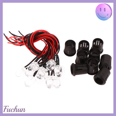 Fuchun ไฟ LED แบบสายคงที่12V 10มม.,หลอดไฟโคมไฟแอลอีดีสว่างเป็นพิเศษหลอดไฟไฟตกแต่งในสวน10ชิ้น