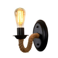 American Retro Hemp Rope Wall Lamp Ho Bar Corridor Decor Wall Lights Bedroom Retro Rural Wrought Iron Hemp Rope Lampara Para