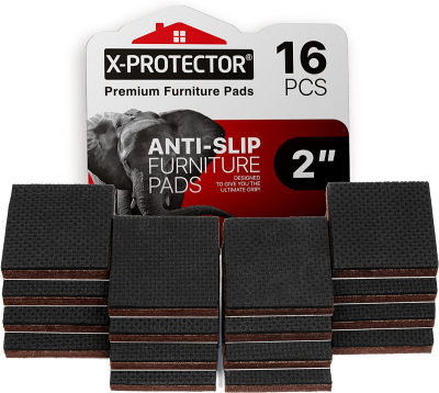 X-PROTECTOR Non Slip Furniture Pads – 16 Premium Furniture Grippers 2"! Best SelfAdhesive Rubber Feet Furniture Feet – Ideal Non Skid Furniture Pad Floor Protectors – Keep Furniture in Place! 16 Square 2 inch