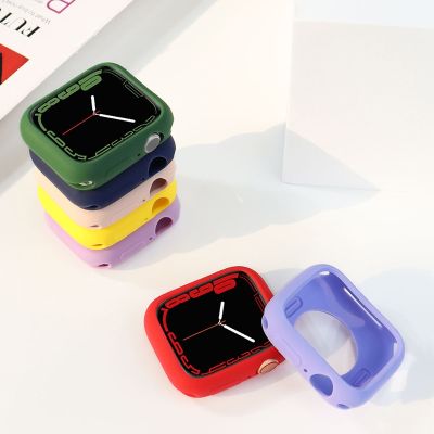 Soft Silicone Case for Apple Watch Cover series 7 6 SE 5 4 3 Protection Bumper Shell for iWatch 45mm 41mm 44mm 40mm 42mm 38mm