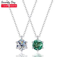 Serenity Day 1 Carat Real Moissanite Necklace For Women D Color Diamond Pendant S925 Sterling Silver 40+5Cm Chain Fine Jewelry