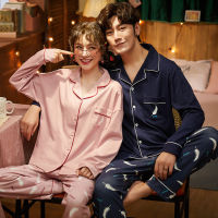 Plus Size Pajamas For Couples Pure Cotton Homewear Cartoon Long Sleeve Sleepwear Mens Pyjamas Loose Female Nightgown 2PcsSets