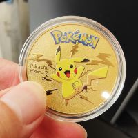 【LZ】❖  Pokemon moedas de ouro metal pikachu moedas charizard mewtwo pikachu metal pokemon cartão de coleção jogo redondo anime brinquedos