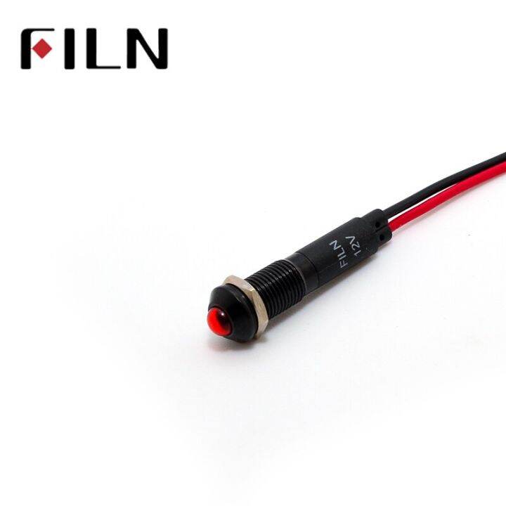 8mm-fl1a-8sw-1-black-housing-mini-raised-head-red-green-yellow-blue-12v-led-inidcator-light-with-20cm-wire