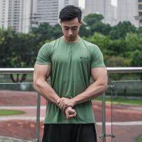 Fitness Short Sleeve Quick-Drying T-shirt Mens Loose Sports Muscle Elastic Clothes Silky Sweat Absorption Breathable Training Thin T-shirt Epb1 g