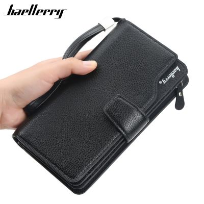 （Layor wallet）Baellerry กระเป๋าสตางค์ผู้ชายแบบมีซิป,กระเป๋าคลัตช์กระเป๋าสตางค์ห้อยข้อมือหรูกระเป๋าใส่โทรศัพท์ที่ใส่เหรียญการ์ด