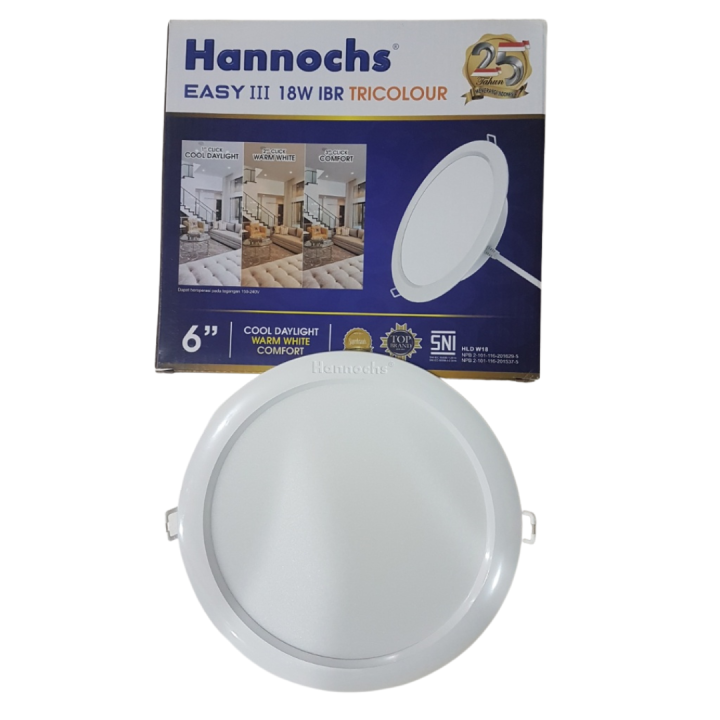 Lampu Downlight Led Bulat Hannochs Easy Watt Tricolour Ceiling Lampu