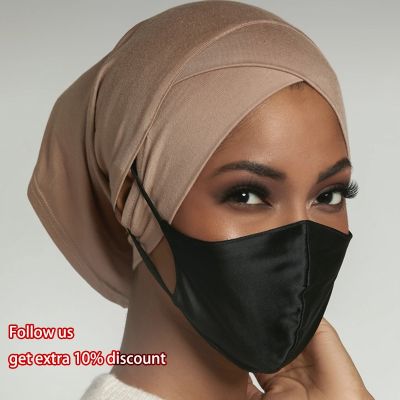 【CC】❧❈✑  Forehead Muslim Inner Hijabs for Bonnet Hat with Ear Hole Stretchy Headwrap Clothing Accessories