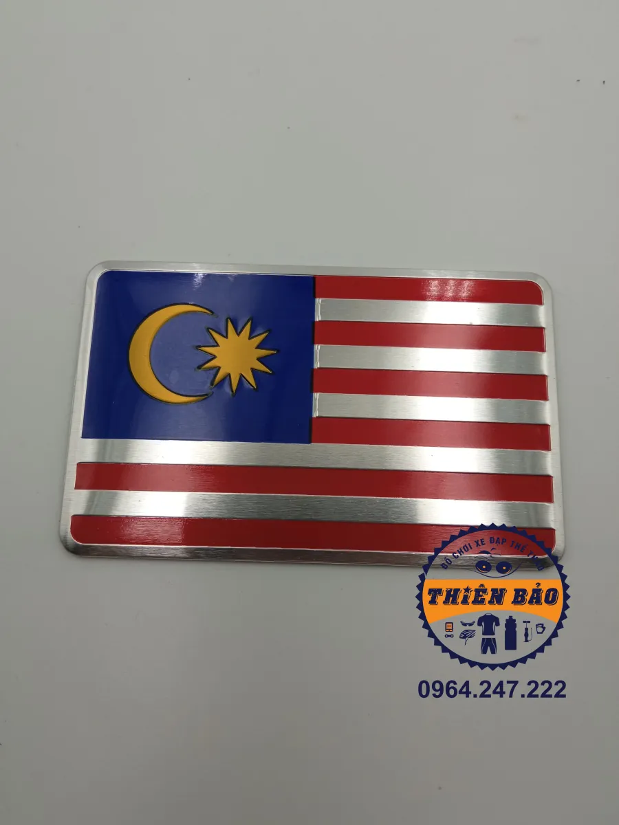 Tem nhôm dán xe hình cờ, Logo cờ Malaysia sticker dán xe oto cờ ...