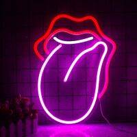 Sexy Flame Red Lips Big Tongue Neon Signs Neon Lights USB Power With Switch Room Christmas Wedding Party Decoration