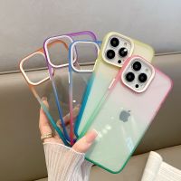 For iPhone 13 Pro Max Gradient Colorful Transparent Phone Case For iPhone 12 11 Pro Max Acrylic Shockproof Bumper Back Cover Phone Cases