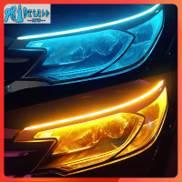 RTO แถบไฟ LED DRL 2ชิ้นยืดหยุ่นป้องกันอากาศแปรปรวน Kuning 12V Untuk DRL Mobil