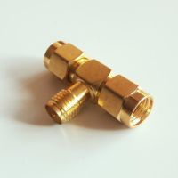 RPSMA 3 Way Splitter RP SMA RPSMA RP SMA Female To Dual RP SMA Male Gold Plated Brass Coaxial RF Adapter Connector Socket T Type