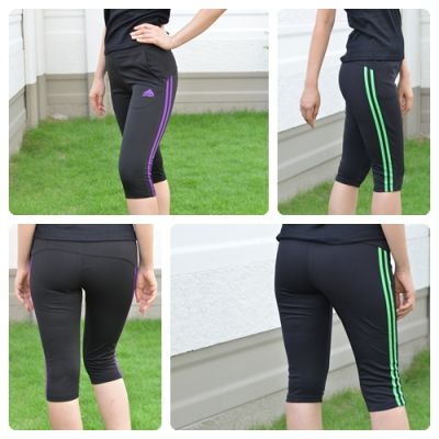 Four-quarter sport pants for women กางเกงกีฬาสี่ส่วนหญิงกางเกงออกกำลังกายผ้าวอร์มอย่างดี ผ้านิ่ม ยืดหยุ่นสูงใส่สบายเข้ารูป คลุมเข่า ไม่อมน้ำ ตรงปก
