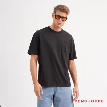 Penshoppe plain black outlet shirt