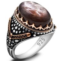 Real Silver Natural Purple lithium mica Türkiye Vintage 925 Mens Ring Bright Cats Eye Luxury Gift Womens Jewelry