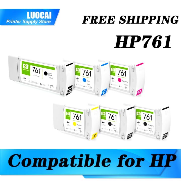 เข้ากันได้กับ-hp-761เปลี่ยนตลับหมึกพร้อมหมึกสีสำหรับ-t7100เอชพี-designjet-t7200เครื่องพิมพ์6สี