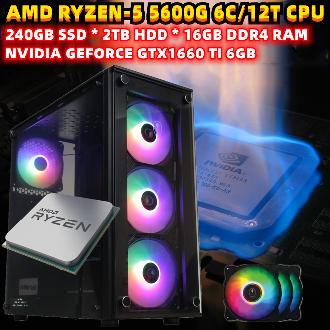 GAMING PC DESKTOP INTEL XEON RYZEN RX580 GTX1660TI RTX3060 8GB