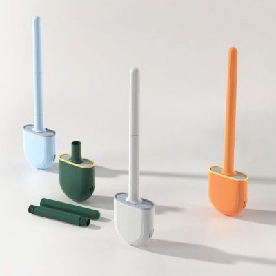 Soft TPR Silicone Head Toilet Brush with Holder Wall-Mounted Toilet Brush Cleaning Tool For Bathroom Accessories