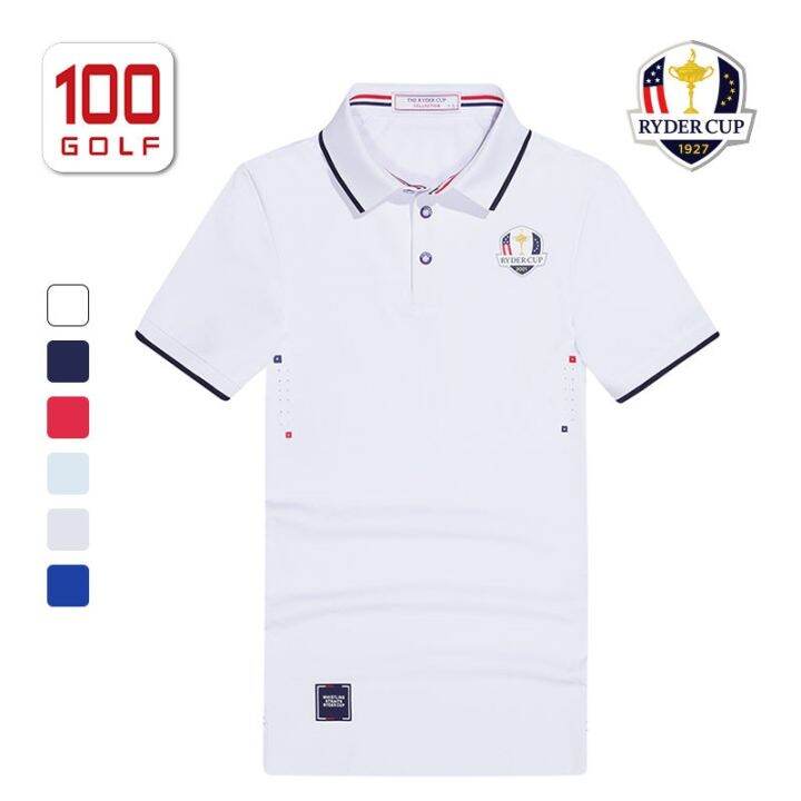 rydercup-เสื้อยืดแขนสั้นผู้ชาย-เสื้อยืดแขนสั้นกางเกงเล่นกอล์ฟถ้วย-ryder-แห้งเร็วปกยางยืดเสื้อโปโลโทรแบบดั้งเดิมญี่ปุ่น