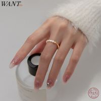 WANTME 925 Sterling Silver Unique Wave Natural Baroque Pearl Elastic Cord Finger Ring For Women Fashion Elegant Party Jewelry