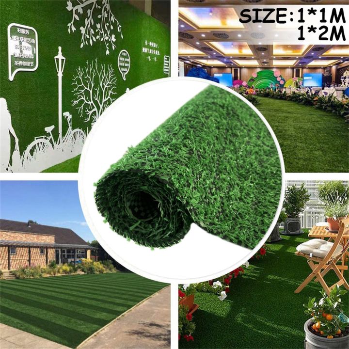 พลาสติกประดิษฐ์กลางแจ้งพรมปูพื้นสีเขียวสำหรับลานโรงเรียนและสวนป้ายสวน