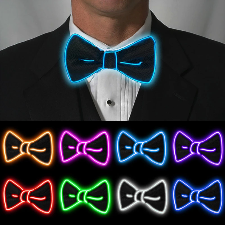 Led Light Up Bow Tie Neon Necktie Masquerade Party Luminous Bow Tie ...