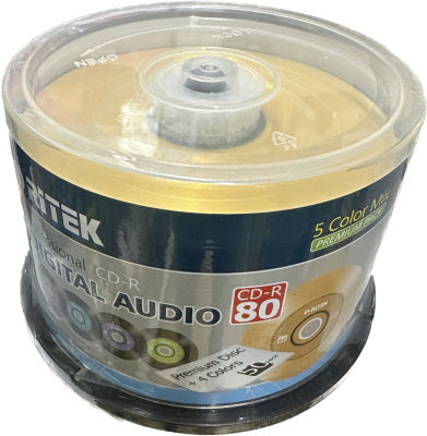 CD-R AUDIO RITEK  (ลายแผ่นแสียงคละสี) แพ็ค 50 แผ่น.