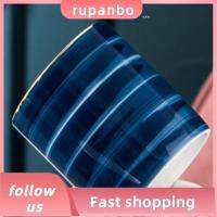 RUPANBO039392692 Tempat Pena Meja เซรามิกสีฟ้าที่ห้อยแปรงลิปสติกมีสไตล์นอร์ดิกโต๊ะกล่องใส่ของเอนกประสงค์บ้าน