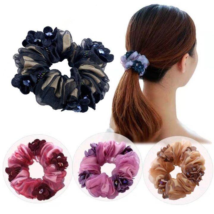 new-korean-version-silk-organza-large-intestine-high-elasticity-flower-hair-ornament-without-hurting-hair