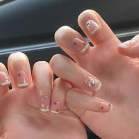 [COD] French style nail star glitter diamond manicure patch simple and versatile short detachable fake