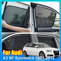 สำหรับออดี้ A3 8จุด Sportback 2003-2012รถหน้าต่างม่านบังแดดโล่อัตโนมัติด้านหน้ากระจกด้านหลังหน้าต่างด้านข้างม่านสีอาทิตย์ Visor