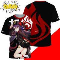 2023 Customized Fashion Yabaii Genshin Impact Pyro Element Character Premium Full Bleed Anime T-Shirt Black Shirt Round Neck，Contact the seller for personalized customization