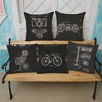 【CW】 and white bicycle guitar Cushion Cover Pillowcase Car Textile 150