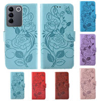 VcmIs เคสโทรศัพท์หนังมีกระเป๋าเงินพับลายดอกไม้แฟชั่น3D สำหรับ Vivo V27e V27 Pro 5G ฟังก์ชั่นช่องเสียบซองใส่บัตรโทรศัพท์