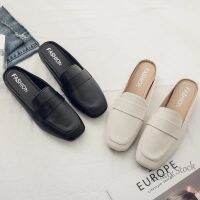 【Ready Stock】 ◄✹ C40 LANCESHOES Plus Size 43 Womens Outdoor Fashion Flat Soft Leather Slip-On Soft Sole Mules