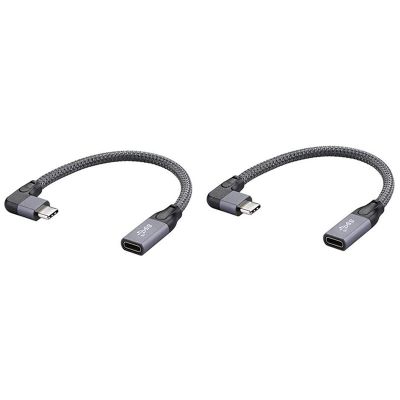 2X Right Angle USB C Extension Cable Short (1.6Ft) Braied Aluminum USB-C 3.1 Male To Female ExtensionGen 2 10Gbps