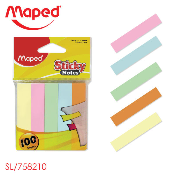 Maped (มาเพ็ด) สติ๊กโน๊ตอินเด็กซ์ 5 สี โทนสีพาสเทล  มีกาวติดสนิท ลอกง่ายไม่ทิ้งคราบกาว รหัส SL/758210