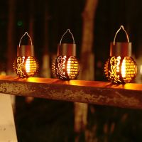 LED Outdoor Solar Light Garden Light Hanging Chandelier Lamp Hollow Garden Decoration Flame Lamp Solar Lantern Ornament