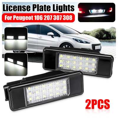 【CW】Pair LED License Plate Lights 6340.A3 For Peugeot 106 207 307 308 406 407 508 Citroen C3 C4 C5