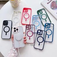 Floveyoo เคสโทรศัพท์ชาร์จไร้สายแม่เหล็กสีด้านใสของแท้สำหรับ IPhone 11 12 13 14 Pro Max ฝาแข็งแฟชั่น