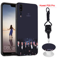 BTS เคสโทรศัพท์สำหรับ Huawei P20 Pro ซิลิคอนนุ่มกรณีที่มีรูปแบบเดียวกันแหวนและเชือก