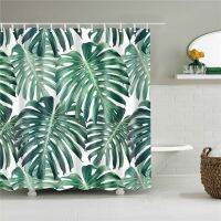 1PC Green Tropical Plant Shower Curtain Leaves Printing Shower Curtains With Hooks Bathroom Decor decoracion para baños