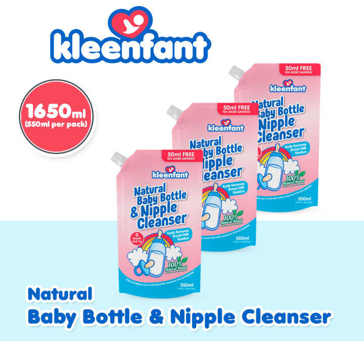 Kleenfant Natural Baby Bottle and Nipple Cleanser (550ml) Refill Pack