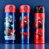 Disney Childrens Thermos Water Cup Spiderman Captain America Boy Kindergarten Straight Drinking Cup Water Bottle