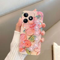 เคส Realme C53 ใหม่ล่าสุด พร้อมสายคล้องข้อมือสุดน่ารัก เคสนิ่ม ลายดอกไม้สวยงาม OPPO Realme C53 เคสโทรศัพท์