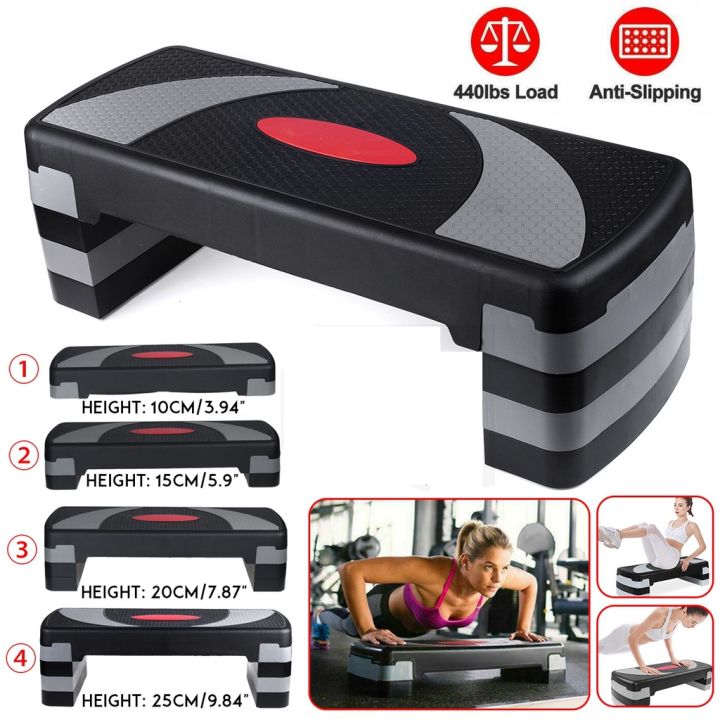 Exercise stepper aerobic gym step fitness training workout adjustable 3  Levels