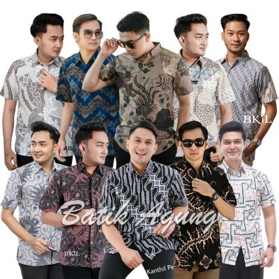 CODTheresa Finger KEMEJA The Latest Cool Modern Mens Batik Hem Shirt/Cool PPL KKN Party Work Invitation Batik Uniform